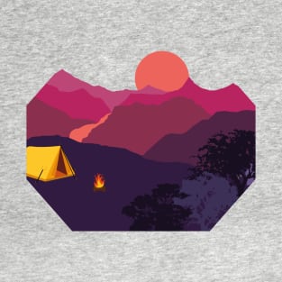 Campfire Landscape Graphic Design T-Shirt